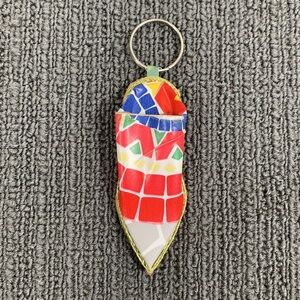 Moroccan Babouche Slipper Keychain Small Multicolor Tiled Traditional Berber